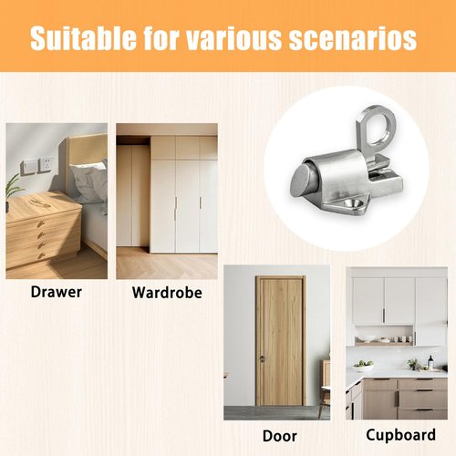2Pcs Latch Lock, Automatic Window Gate Lock with Mounting Screws, Self Closing Spring Bounce Door Bolt for Window Toilet