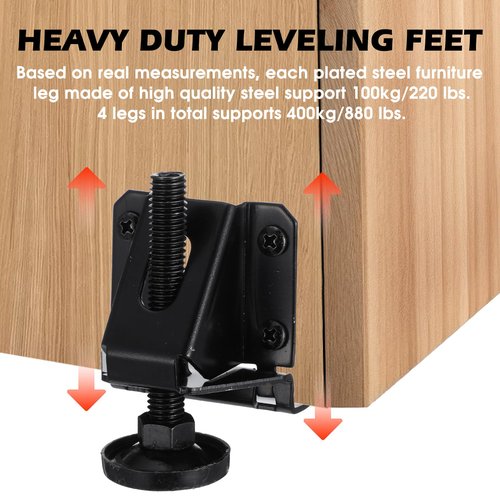 4 Pack Heavy Duty Leveling Feet – Adjustable Furniture Levelers for Workbenches, Tables, Cabinets – 550 lbs Capacity Each (2200 lbs Total), Non-Slip, Anti-Vibration, 1.3" Base