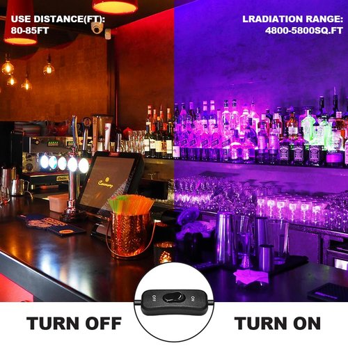 KOLTIME 2 Pack 400W LED Black Lights, Outdoor 395nm Black Flood Light with Plug and Switch, IP66 Waterproof Blacklight Spotlight UV Neon Glow Floodlight for Glow Party, Halloween, Body Paint