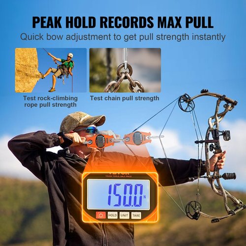 VEVOR Digital Crane Scale, Industrial Heavy Duty Hanging Scale with Cast Aluminum Case & LCD Screen, Handheld Mini Crane Scale with Hooks for Farm, Hunting, Fishing, Outdoor, 660 lbs/300 kg (Orange)