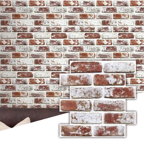 Commomy 10 Pcs 3D Faux Brick Panels -11.8"X11.8" Small Size Thin PVC Peel and Stick Brick Backsplash Farmhouse Red Brick Wall Paneling for Fireplace, Bedroom, Living Room, Kitchen, RV