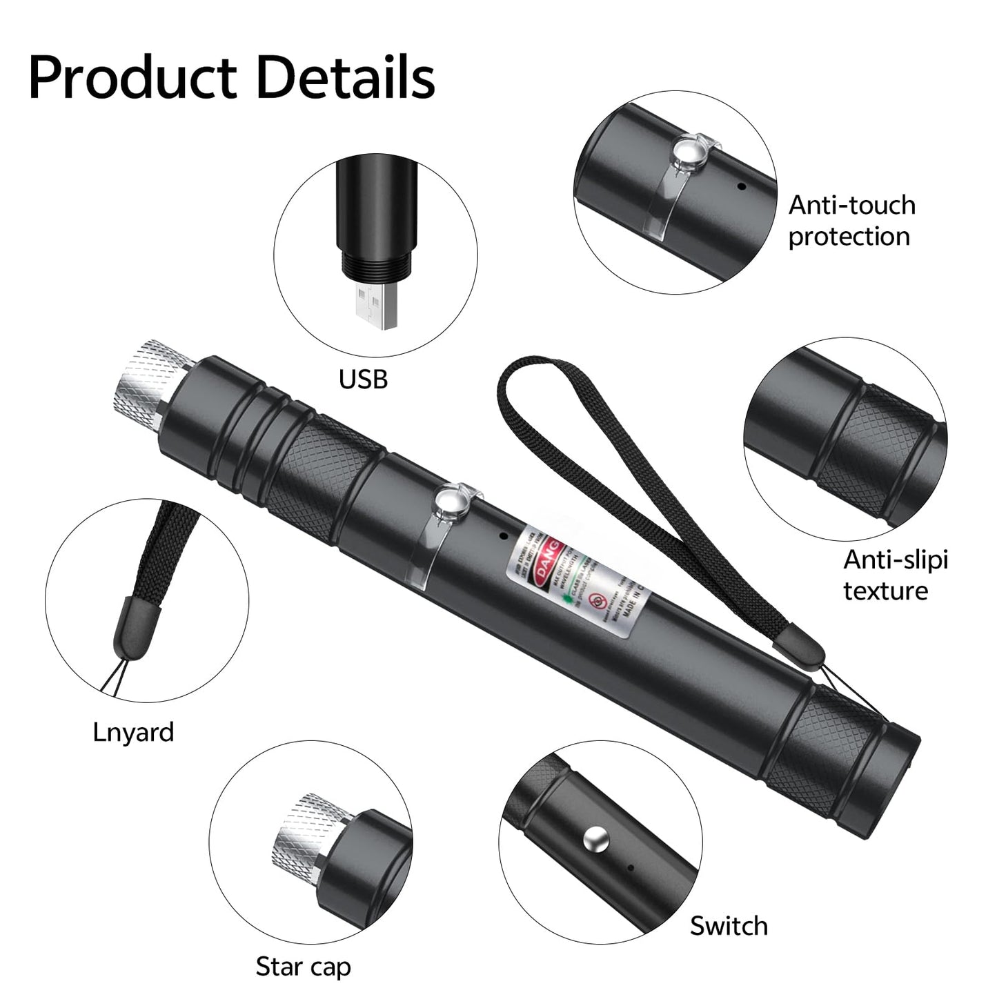 [Professional] Rechargeable Green Line Light Flashlight Long Distance Range for TV/LED/LCD Screens Tactical Flashlights Presentation Office/Classroom/Outdoors/Astronomic/Construction [201] (1)