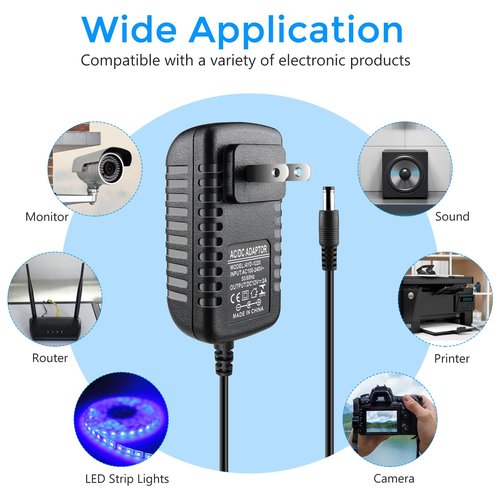 LightingWill 12V Power Supply, 24W Power Adapter, 110V AC to 12V 2A DC Converter, Wall Plug Transformer for 12 V Devices with 5.5/2.1mm DC Connector