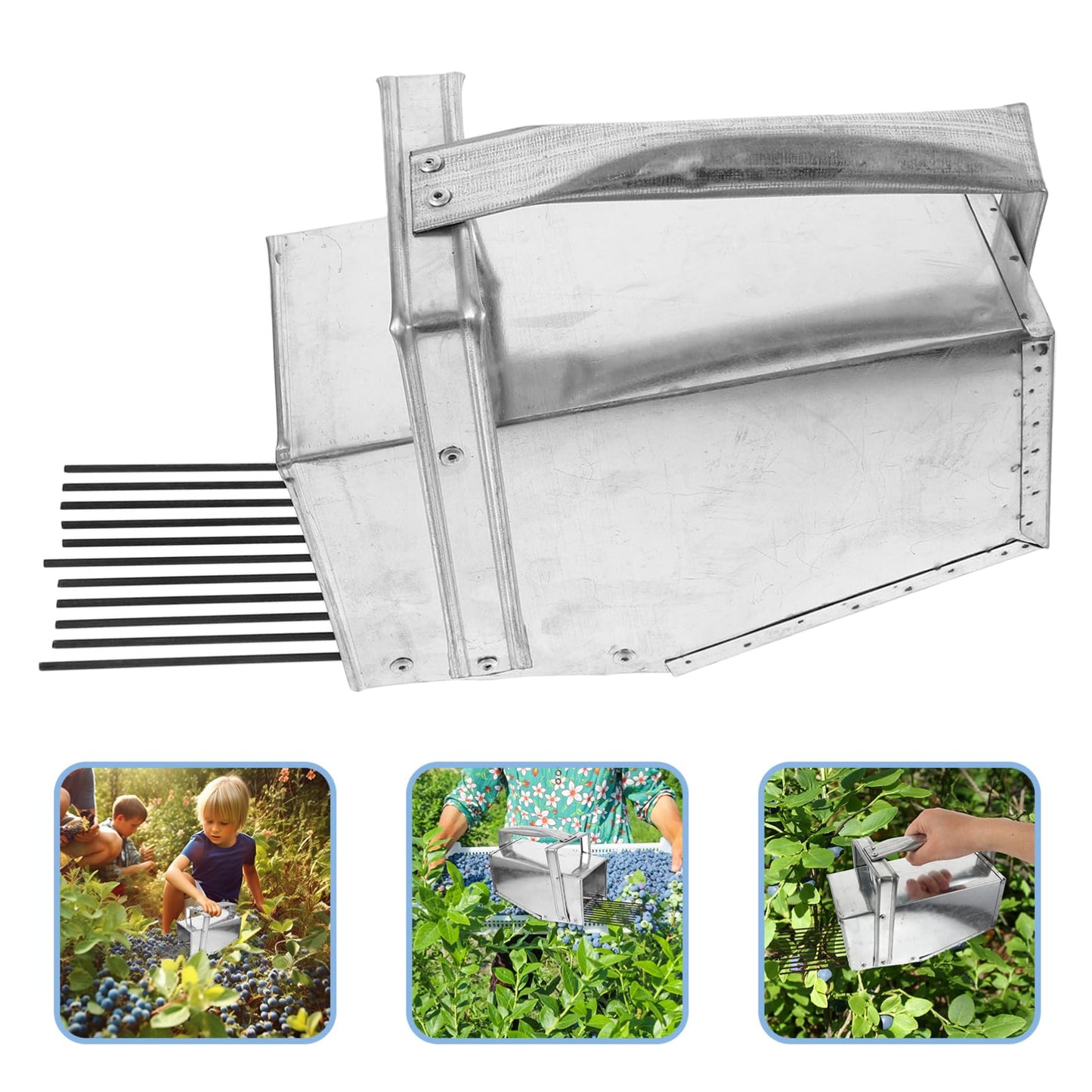MAGICLULU Fruit Berry Picker Basket with Ergonomic Handle Rake Comb Design for Efficient Blueberry and Harvesting Handheld Berry Scoop Tool