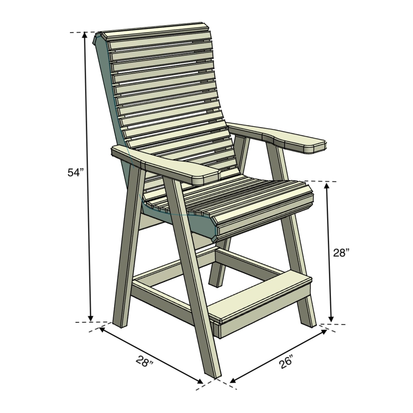 Island Crown Tall Deck Chair Plans with 1/4" MDF Templates - DIY Outdoor Patio Furniture, Made in USA