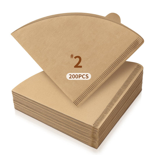 200 Count Cone Coffee Filters #2, 2 Coffee Filters Cone, Coffee Filters Disposable, Natural Unbleached Cone Paper Filter for Pour Over and Drip Coffee Maker, Suitable for Home Coffee Shop (2-4 Cup)