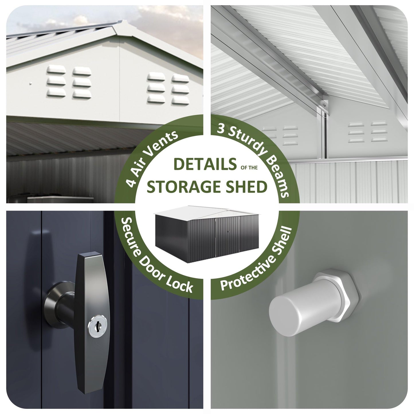 Dreamall 14x12 FT Outdoor Storage Shed, Metal Garden Tool Shed with Updated Frame Structure, Lockable Doors and Windows, Ideal for Backyard Garden Patio Lawn, Black