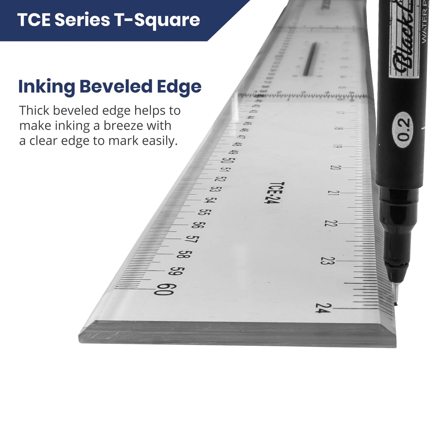 Pacific Arc 36 Inch T Square, Traditional Acrylic Graduated in Inch and Metric, Detachable Head