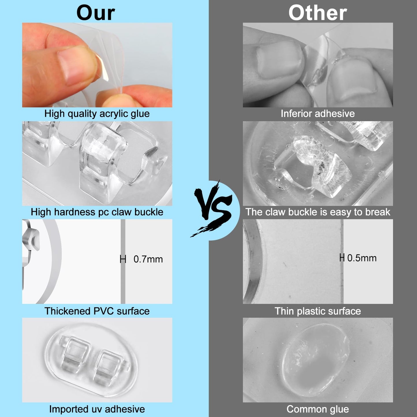 Vivinin 15 Pack Shower Caddy Adhesive Replacement, No Drilling Shower Shelf, Strong Adhesive Hooks for Showers & Kitchen Racks