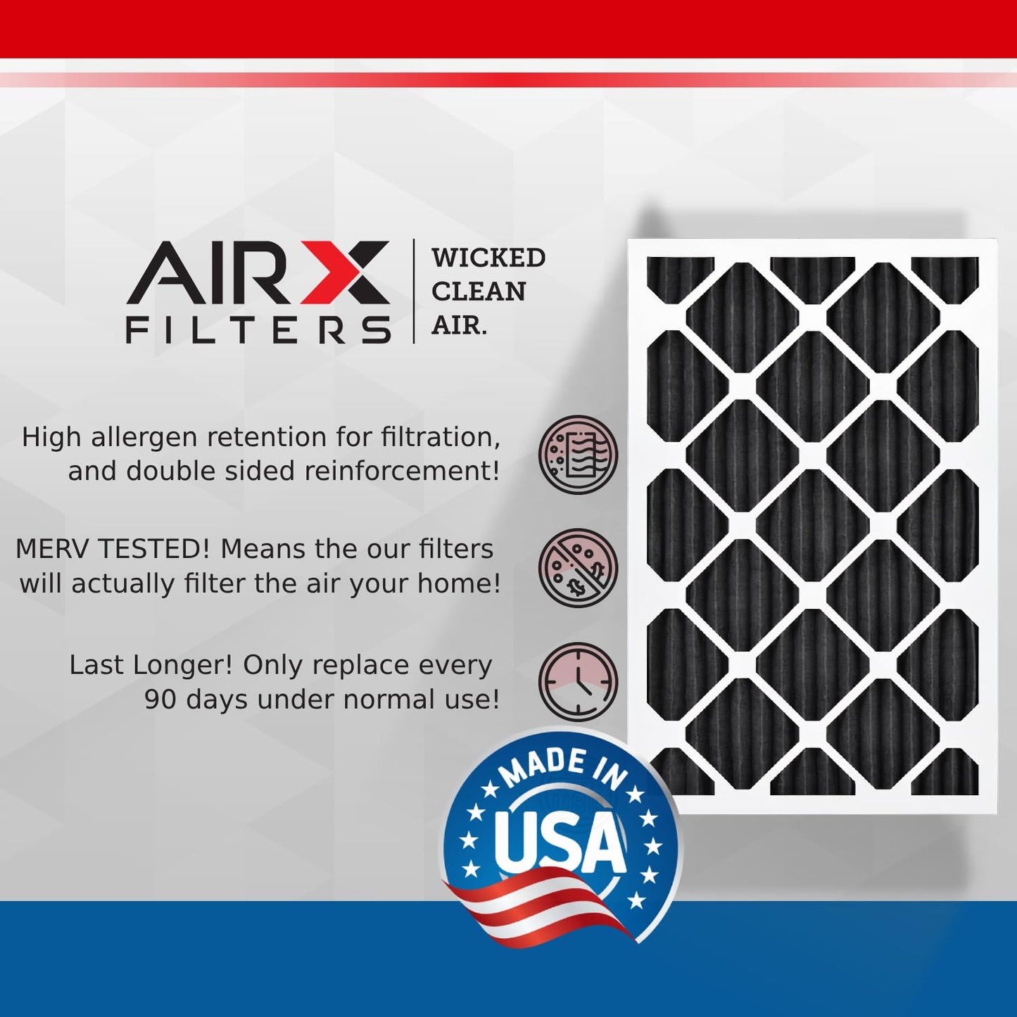 AIRX FILTERS WICKED CLEAN AIR. 20x20x1 Air Filter Odor Eliminator Carbon Filter MERV 7 AC HVAC Furnace Filters 6 Pack