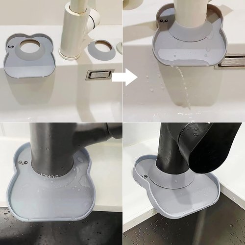 Silicone Faucet Mat for Kitchen Tap Compact Sink Splash Guard Protectors Behind Draining,Grey 2PCS