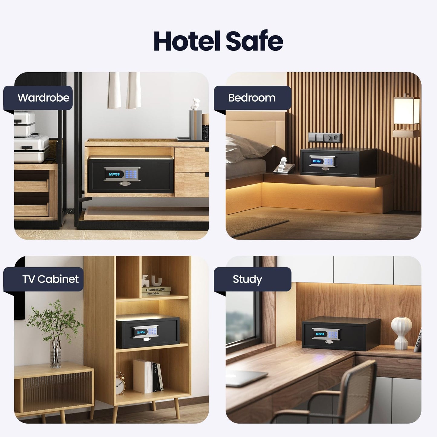 Grimtron Hotel Safe Box (1.36 cu. ft.) with Audit Function, Administrator Password, College Dorm Safe with Silent Mode, LED, and Backlit Keyboard for Documents, Laptop Safe for IPhone, Smart Watch