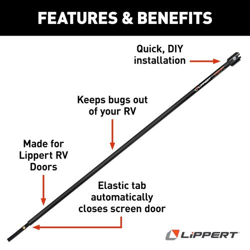 Lippert Screen Shot Automatic RV Screen Door Closer, 26", Compatible with Lippert Entry Doors Only, Easy DIY Installation, Hardware Included, 1-Year Warranty - 730813