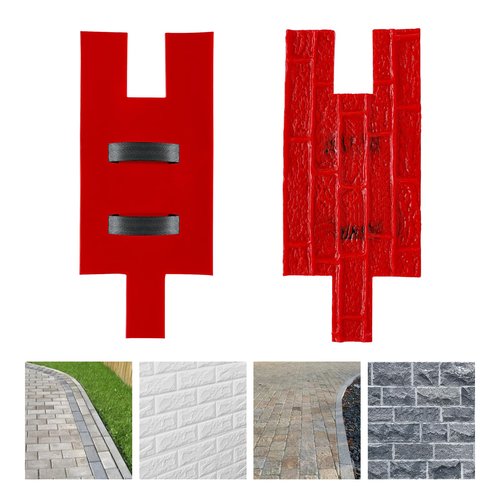 Concrete Stamps Mat, 22x12 in - Professional Grade Pu Concrete Texturing Skin, Concrete Stamp Stone Tile Texture Mat, DIY Slate floor Imprint Seamless for Walls, Ground Outdoor Decorative, Red