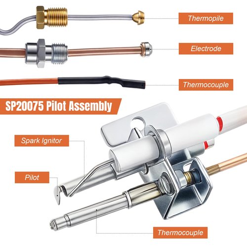 Relaxweex Upgraded Sp20075 Sp20305a Pilot and Igniter Assembly Replacement Kit Compatible with Rheem Water Heater Pilot Assembly, Protech, Ge, Richmond Natural Gas Parts Including Burner Door Gasket