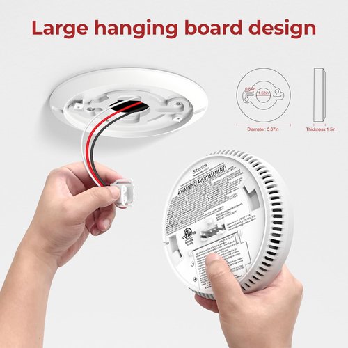 Siterlink Hardwired Interconnected Smoke Detectors,Photoelectric Smoke Alarm with 9V Battery Backup,Test/Silence Button, Hard Wired Fire Alarm for Home GS562A 4pack