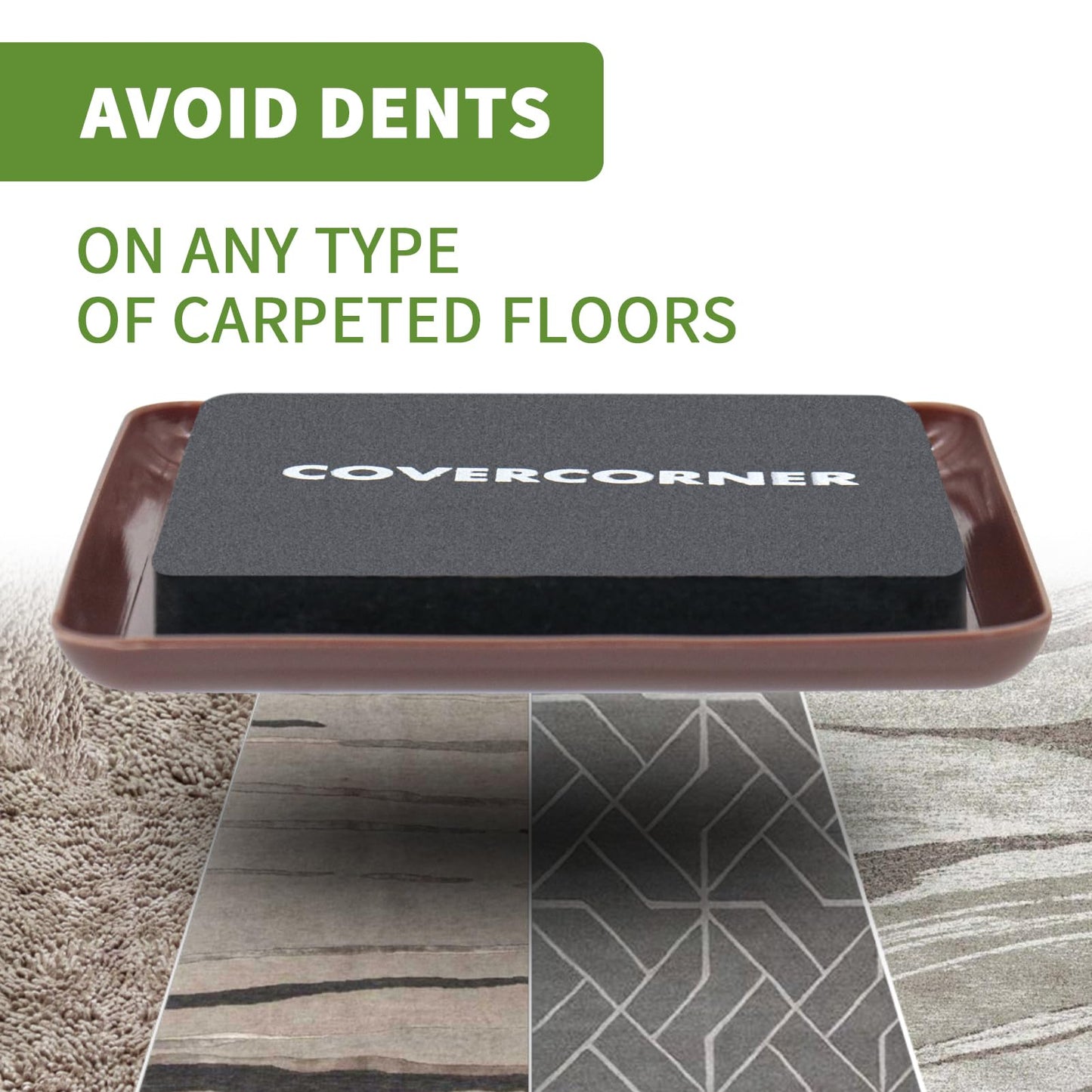 COVERCORNER Furniture Sliders for Carpet 8 PCS - 3 1/2 inch Furniture Moving Slider Chair Legs Floors Protectors Square Furniture Movers Sliders – Move Your Furniture Easy & Safely(for Carpet)-Brown