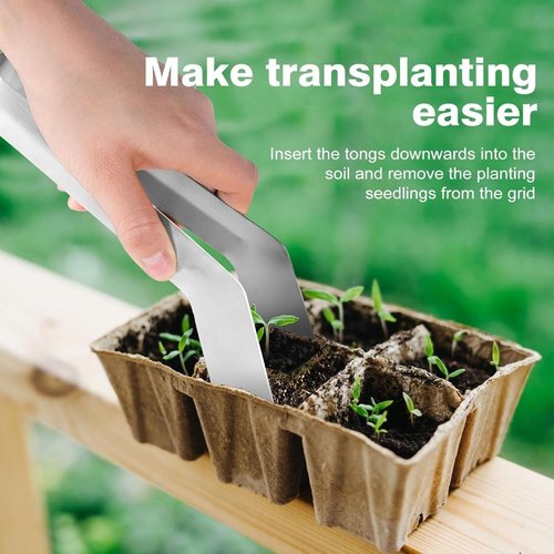 Effortless Seedling Transplanting with Stainless Steel Tong (Large Size)