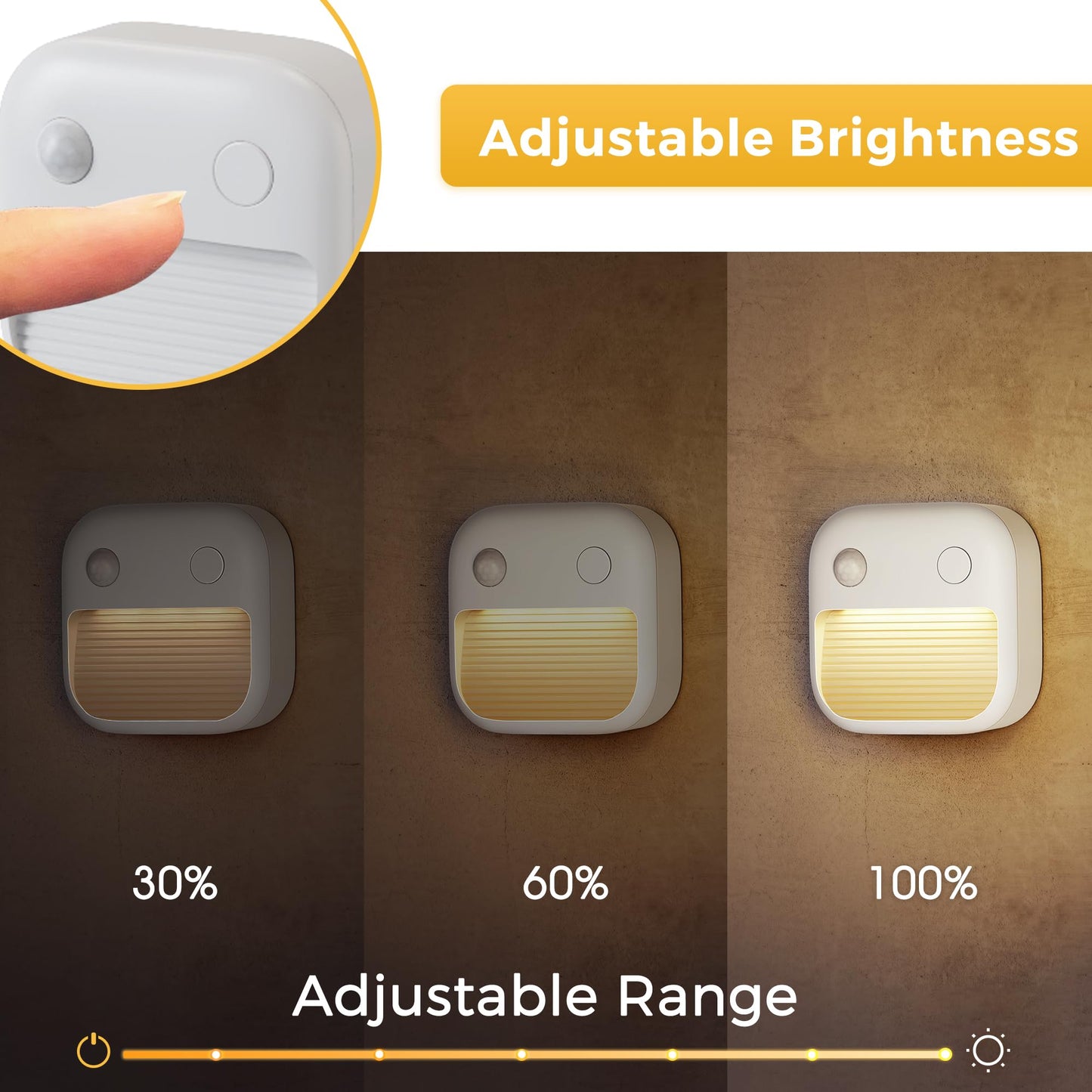 L LOHAS LED Motion Sensor Night Light, 2 Pack Rechargeable Battery Night Light, LED Stick-On Magnetic Closet Nightlight, 6/15/30LM Adjustable Operated Lights for Stairs, Hallway, Cabinet