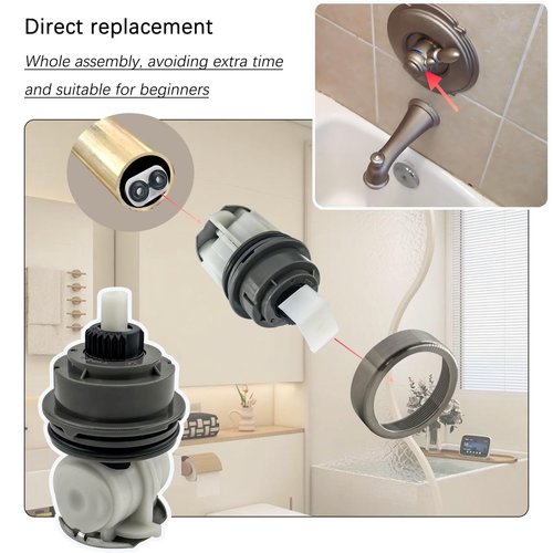 RP46463 Shower Cartridge Replacement for Delta Monitor 17 Series Dual Function Bath Tub and Shower Faucet Valve with Seat and Spring Adapter (2006 - Present)