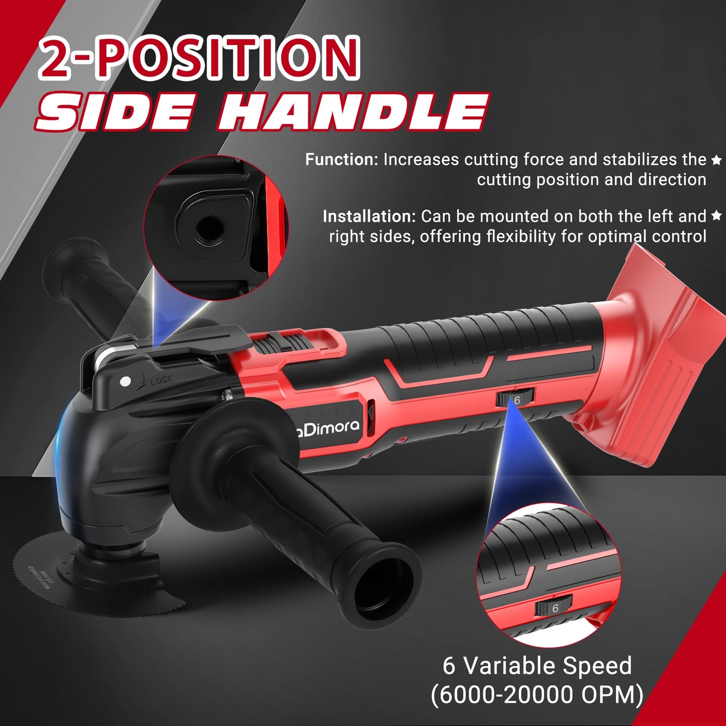 Cordless Oscillating Multi Tool Compatible with Milwaukee 18V Battery(Battery Not Included), Brushless Motor Oscillating Power Tools, 6 Variable Speeds, 23-Piece Kit for Cutting, Sanding, Scraping