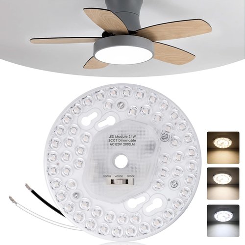 TobeBright Ceiling Fan LED Light Replacement, 5.1inch 24W 2100Lm Ceiling Fan Light kit,3CCT 3000K/4000K/5000K Dimmable LED Engine Retrofit kit for Ceiling Light, Pendant-1Pack