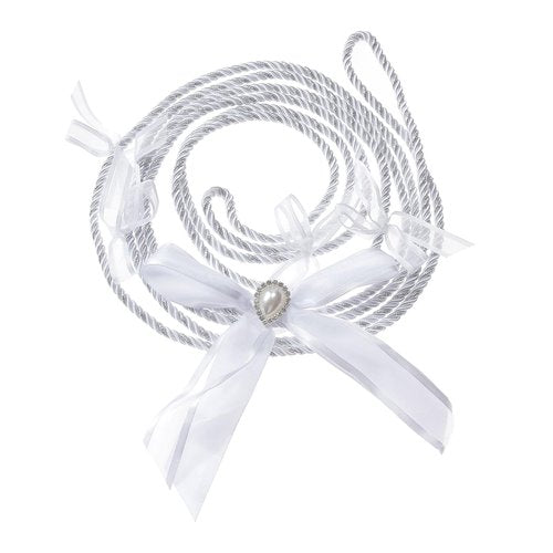 NICENEEDED White 62.99 Inch Wedding Lasso Rope, Bowkont Rope Lazo Celtic Hangfasting Cord, Traditional Gatholic Rural Wedding Lasso for Ceremony Bride Groom