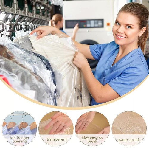 5 Pieces of Dust-proof Clothing Bags and Plastic Clothes Drying Bags for Home Storage in Clothing Stores and Dry Cleaners (60 * 100cm)