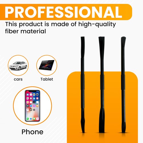 Fine My Auto 3-Piece Non-Marring Pry Bar Tool Set – Double-Ended Plastic Trim Removal Tool Kit, 150mm Durable Picks for Auto, Electronics, Mold Chips, Phones & Tablets - Pry Tools
