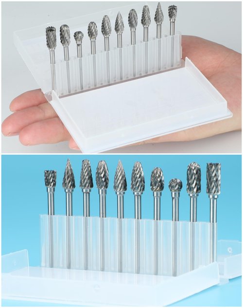 Sworker 10 Pcs Carbide Burr Set 1/8" Shank Compatible with Dremel Bits Rotary Tools Attachment Kit Rasp Drill File Accessories Metal Wood Stone Steel Grinding Carving Cutting Polishing Engraving