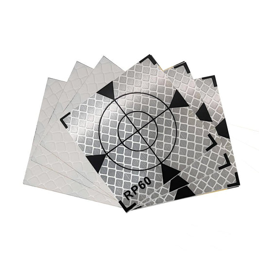Liyuusi 60X60MM 100PCS Reflector Targets for Total Stations Paste Up Reflector, Survey Target Mark with Black Triangle Reflective Sheet for Total Stations,White