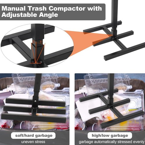 Generic Wastemate Bin Compactor, Black Iron Manual Freestanding Trash Compactor for 120/660 Litre Wheelie Bins, Reduces Volume by Up to 75%