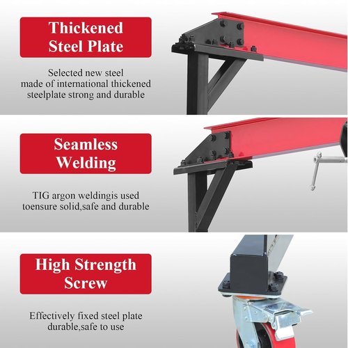 Adjustable Gantry Crane, 2200LBS Capacity Shop Lift Hoist Rated, Portable Design with 360°Locking Wheels,Gantry Crane Adjustable Height from 96.5" to 143.7" fit for Workshop,Garage