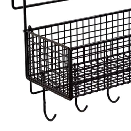 Bothyi Bedside Hanging Storage Basket Beside Shelf Sturdy Structure Organizer Metal Rack for Kitchen Bed & Bunk Bed Dormitory Snacks, Black with Hooks