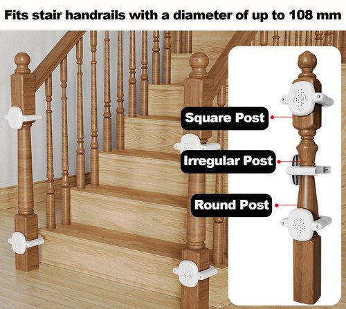 2SET,Stairway Baby Gate Mounting Kit, No-Drill Banister Adapter – Fits Posts 1.5" to 3.5" Wide, Universal Adapter for Pressure or Hardware-Mounted Gates