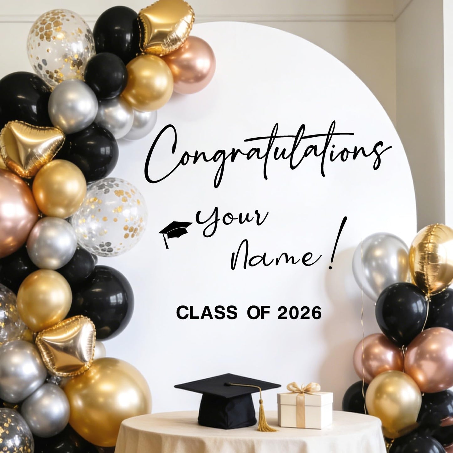 Custom Name Class of 2026 Sign for Backdrop 2026 Graduation Decorations Decals for Balloon Arch DIY Grad Party Decoration Vinyl Lettering Banner for High School University Graduates Party Favors