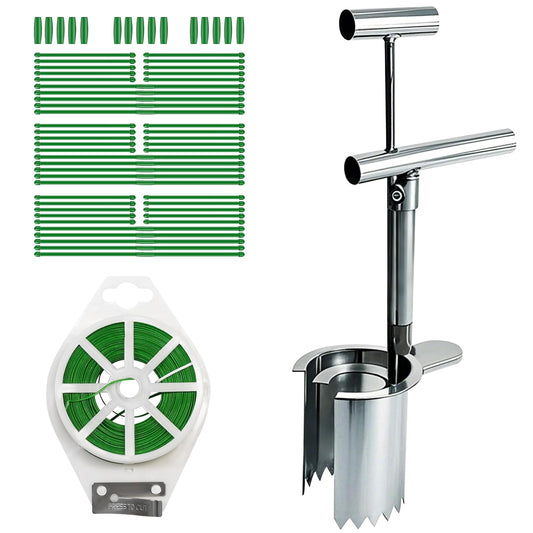 Bulb Planter Tool,new Stainless Steel plant seedling transplanter,Equipped with a foot pedal garden transplanter tool. Including plant support rods and twist ties,use for flowers fruit tree seedlings