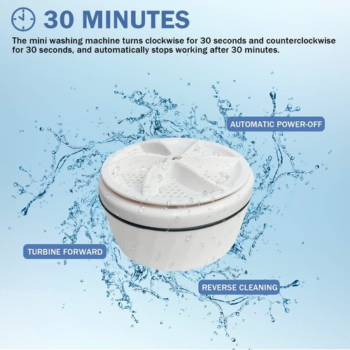 Portable Washing Machine, Portable Washing Machine for Sink, Mini Washing Machine, Turbine Washing Machine with USB, Suitable for Home, Business, Travel, College Room, RV, Apartment - White