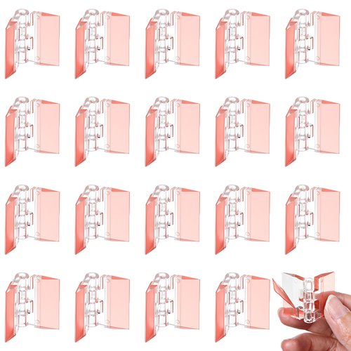 Wanmu 20 Pcs Acrylic Small Hinges, Mini Self-Adhesive Clear Folding Hinge for Piano, Cabinet, Drawer, Furniture, Display Stand, Aquarium Lid, Glass, Crafts DIY (35x30mm)