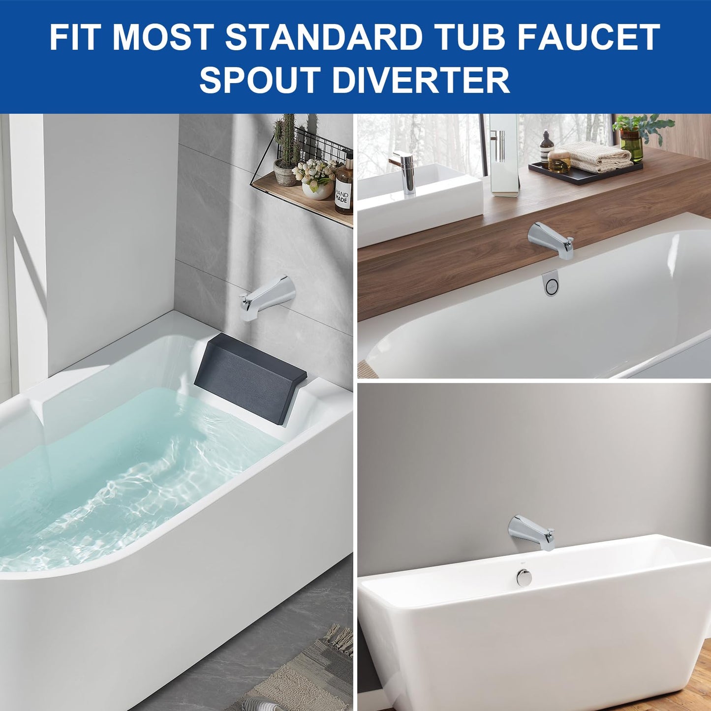 LEETAT 2 Set Universal Tub Spout Diverter Repair Kit, Bathroom Shower Bathtub Leaky Faucet Repair Replacement Parts, Includes 2*Diverter Valve Stems, 2*Gates and 2*Cup Seals (Chrome)