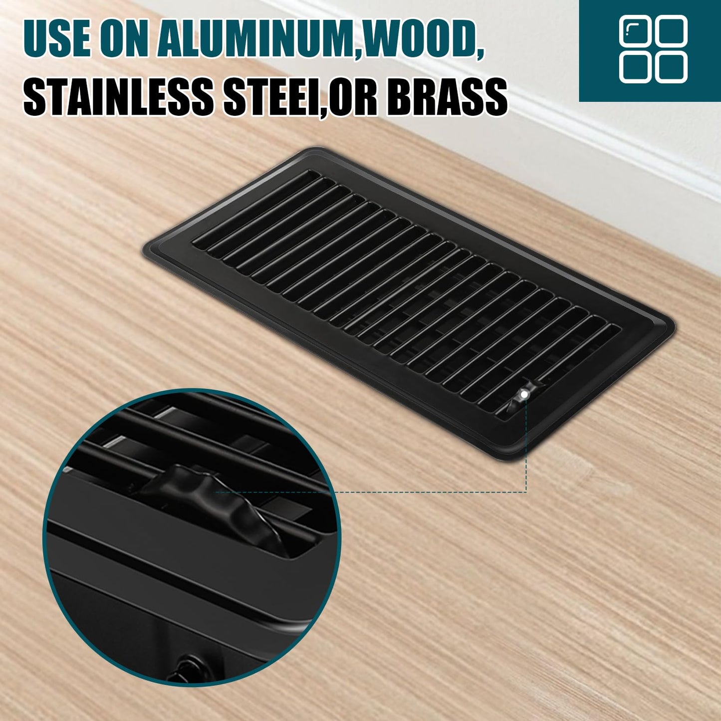VOISEN Floor Register 4x10, 10 Pack Black Floor Register Vents,Heavy Duty Steel Walkable Floor Vents,Vent Covers for Home Floor