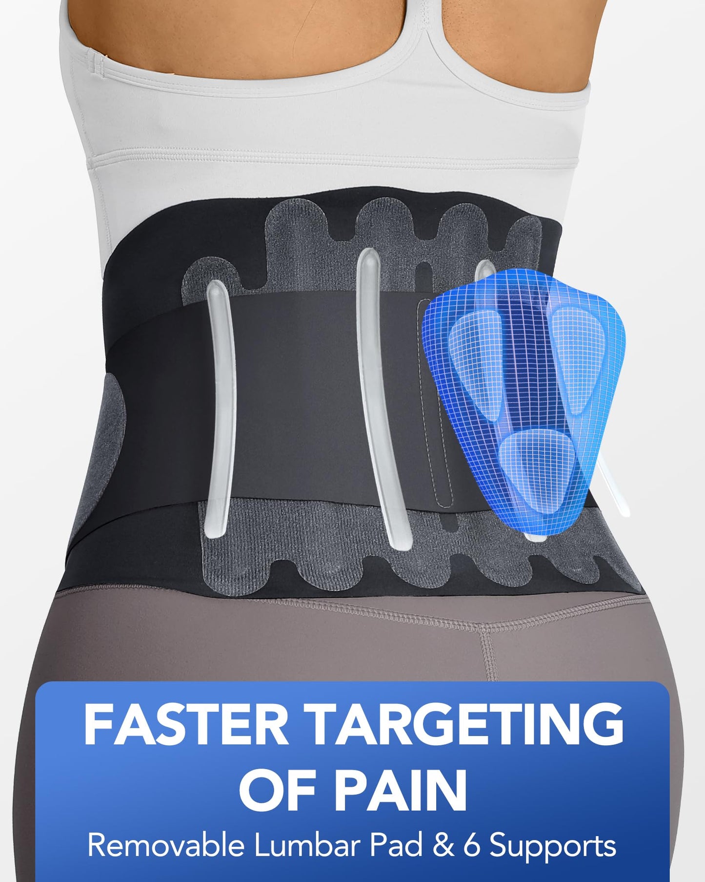 Fitomo 0.5mm Ultra Thin Back Brace for Women Men, 3D Lumbar Pad, Seamless Yoga Fabric, Lightweight Back Brace for Lower Back Pain Relief, Sciatica, Posture, Lifting, Wearg Under Clothes, Black, S