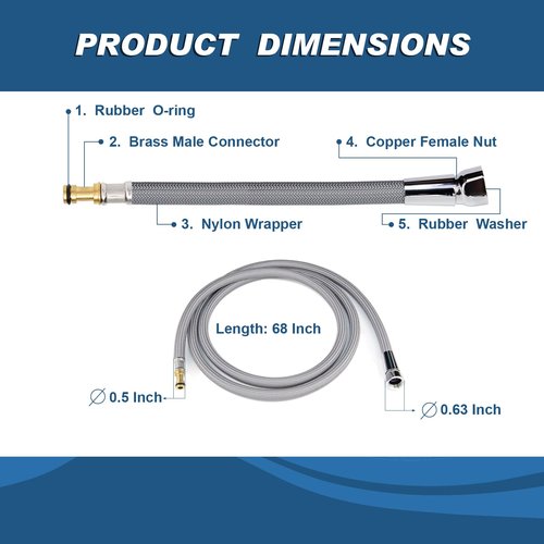 Grandiance Replacement Hose Kit for Moen Pull Down Kitchen Faucet, Compatible with Moen Kitchen Sink Faucet Replacement Part 150259/187108, 68" Quick Connect Hose
