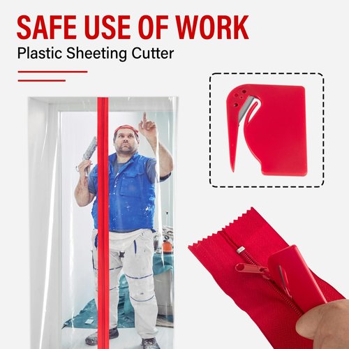 Heavy Duty Zipper Door for Dust Barriers,2 Rolls Self-Adhesive Dust Zipper for Plastic Sheeting,7ft x 3in Tarp Zipper Door for Greenhouses,Construction,Carpentry,Renovation,Wall Building