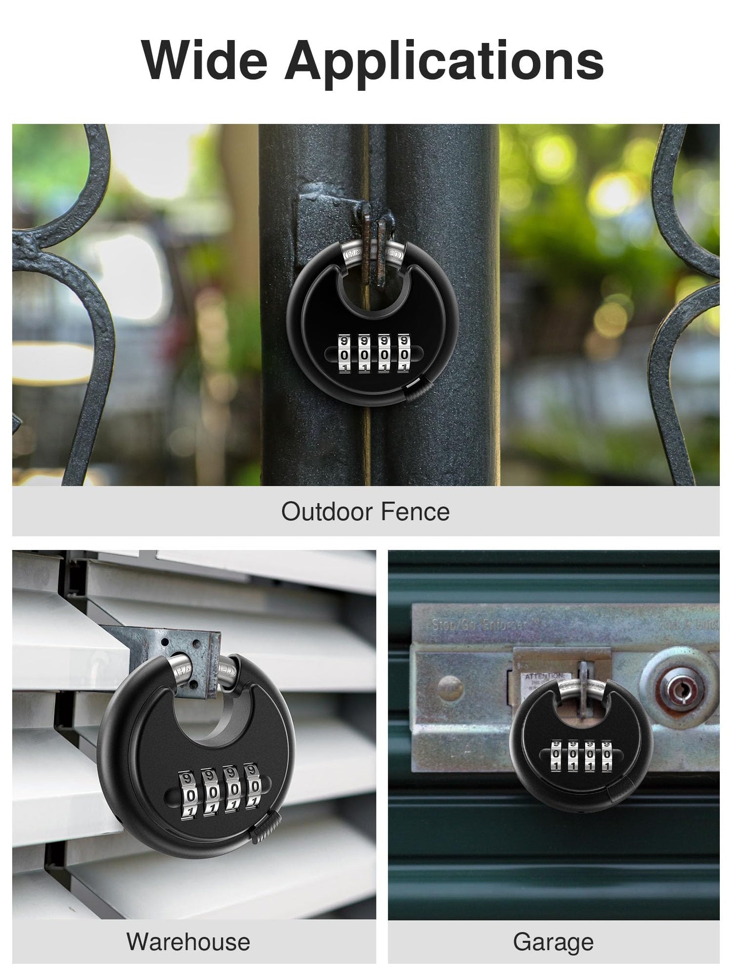Puroma Combination Lock, 4 Digit Padlock with Hardened Steel Shackle, Keyless Heavy Duty Combo Lock for Outdoor Sheds Fence, Gate Hasps, Storage Unit, School Gym Locker (1 Pack, ‎Black)