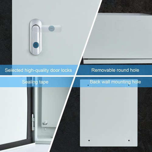 Steel Electrical Junction Box, Indoor&Outdoor Electrical Enclosure Box, Wall Mounted Waterproof&Dustproof Metal Box, Universal Electric Equipment Enclosure Box with Safety Locks and Mounting Plates