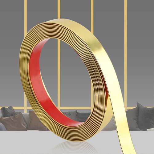 QDYMXUN Glossy Gold Peel and Stick PVC Molding Trim, Flexible DIY Wall Accent Strip for Mirror Frame, Cabinet, Edges & Borders and Tiles (197''L x 0.8''W)