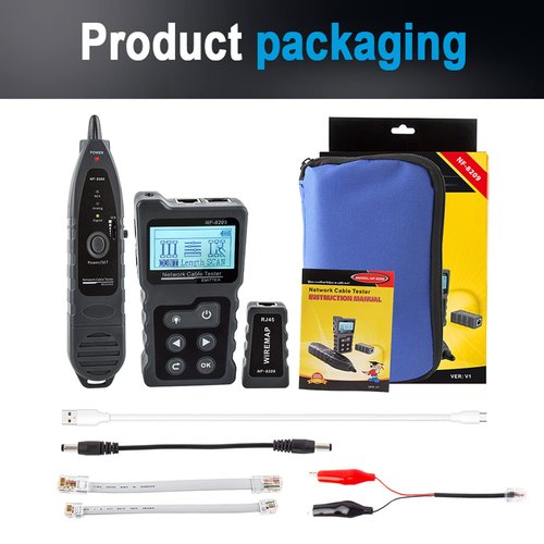 NOYAFA NF-8209 Network Cable Tester, Ethernet Cable Wire Tester with POE & NCV for CAT5/CAT6 Wire Tracer, Length Test, RJ45 Network Tester Kit for Cable Tracer Telephone Line Finder Home Repair