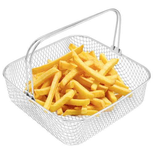 Air Fryer Basket, Air Fryer Accessory 5.8QT 6QT Mesh Basket with Handle, Square Stainles Steel Steamer Basket Replacement for 6QT Instant Vortex Air Fryer, Fit for Instant Vortex Plus, Phillips XXL