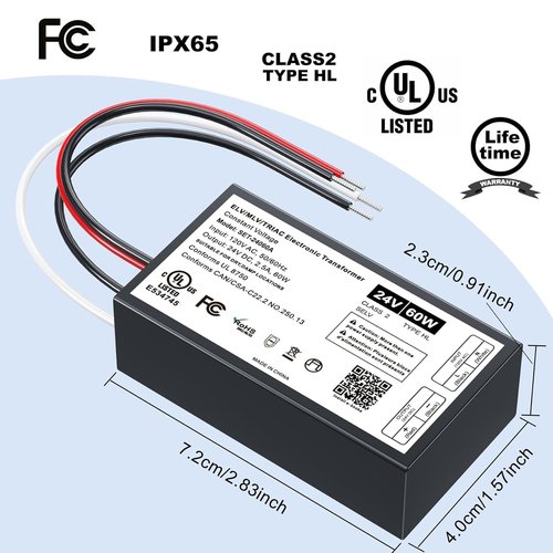 60W Dimmable LED Driver 24V, Triac/ELV/MLV AC to DC Compatible with Lutron& Leviton Dimmer, Dimmable LED Power Supply 60W 24V Class2 Transformer for LED Strip Light, Low Voltage Lighting Project